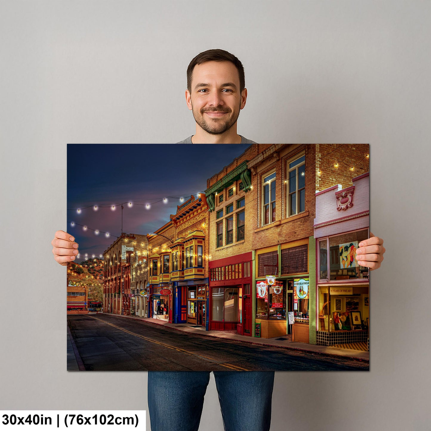 Bisbee Arizona Historic Street at Night, Photography Print, Southwest Architecture Wall Art