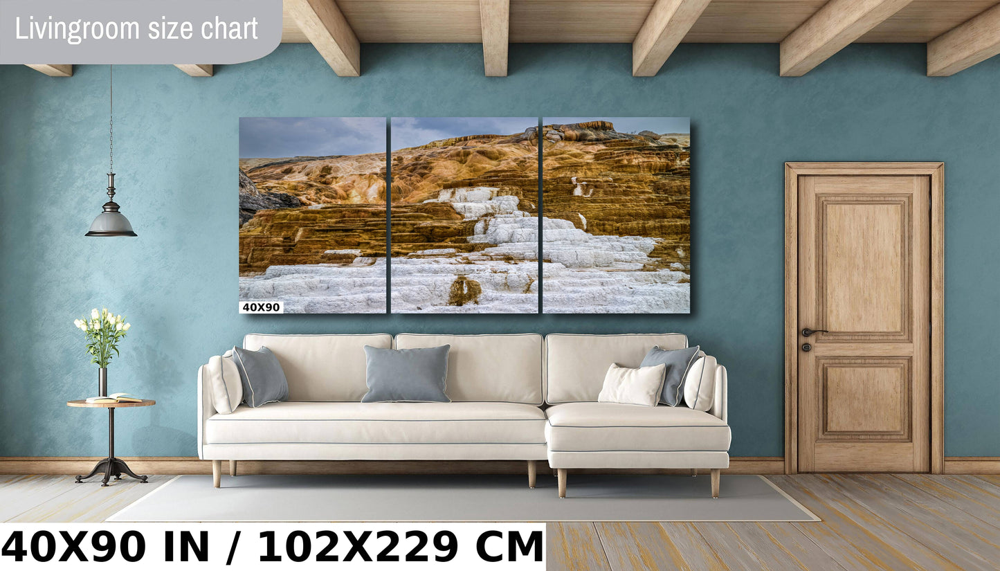 Steaming Splendor: Mammoth Hot Springs Wall Art Photography Yellowstone National Park Metal Canvas Print