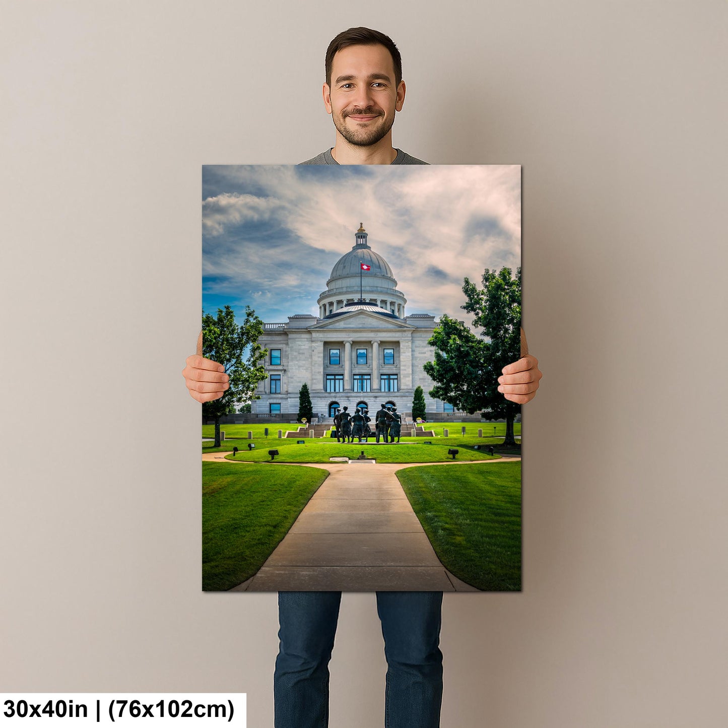 Domed Arkansas State Capitol Grounds Little Rock Arkansas Photography Wall Art Print