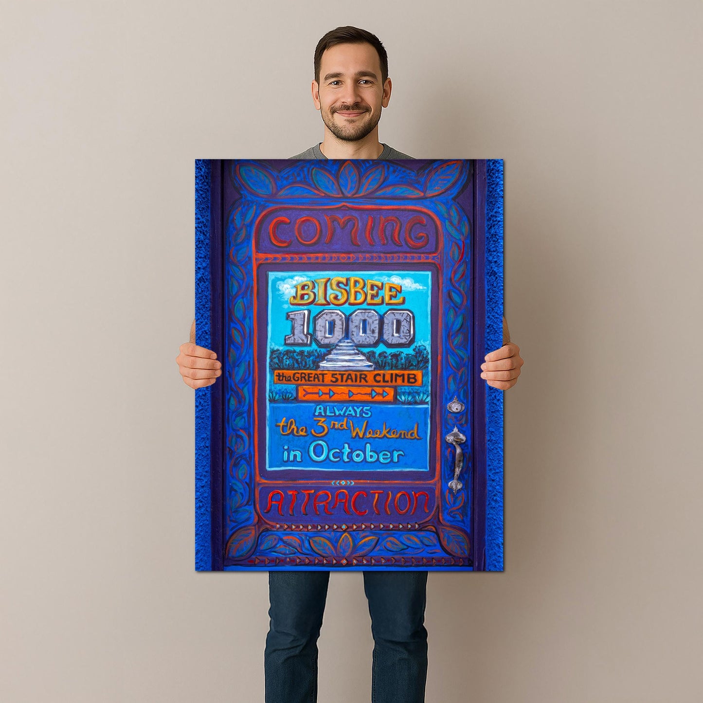 Bisbee Arizona 1000 Mural Door Photography Print, Great Stair Climb Wall Art