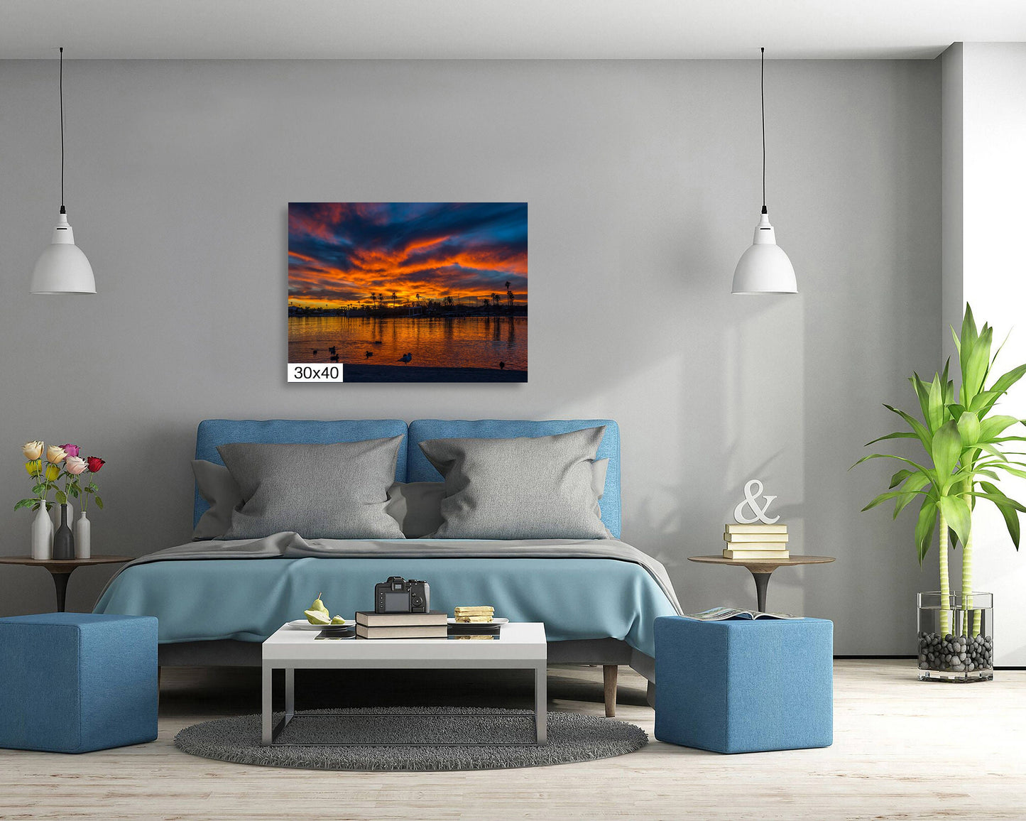 Twilight Reflections: Lake Havasu Sunset Landscape Photography Print Canvas Metal Wall Art Home Decor