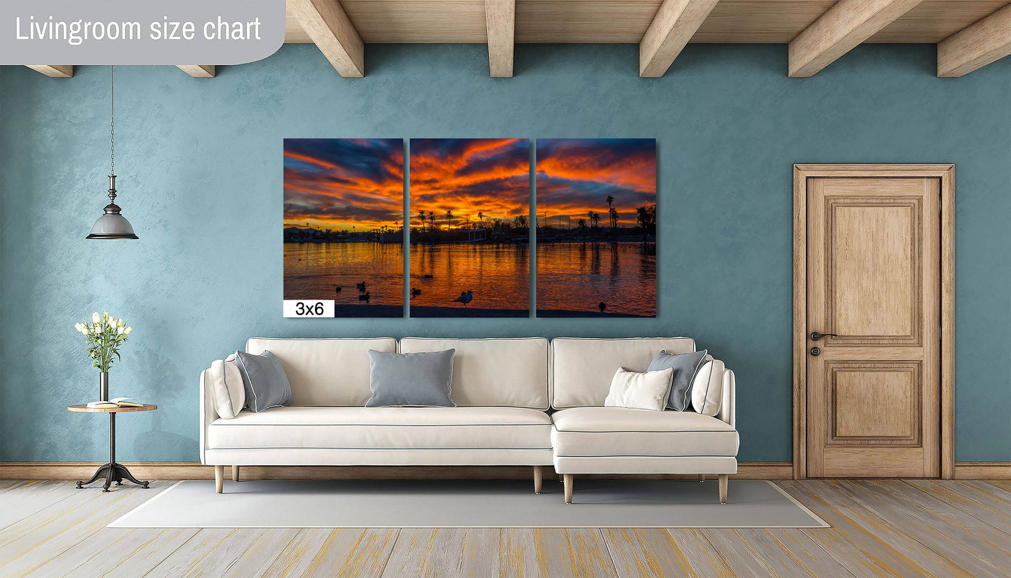 Twilight Reflections: Lake Havasu Sunset Landscape Photography Print Canvas Metal Wall Art Home Decor