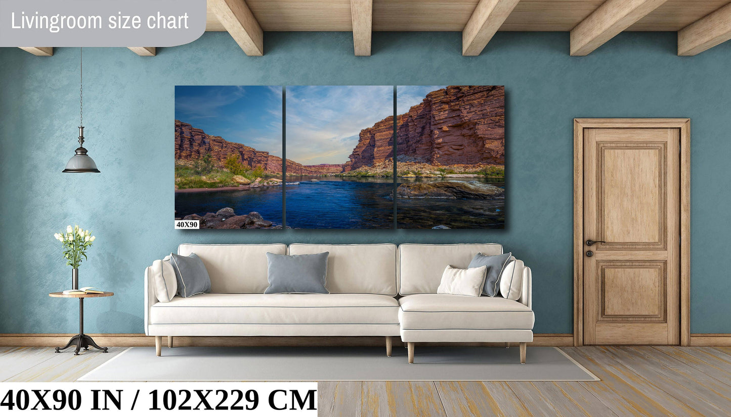 Nature's Brushstrokes: Colorado River Photography Grand Canyon Wall Art Nature Canvas Print