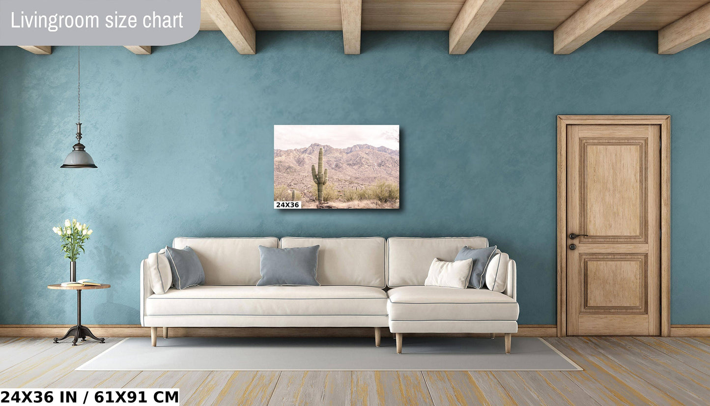 Eternal Desert Solitude: Saguaro Cactus Arizona Wall Art Photography Southwestern Cactus Metal Aluminum Print