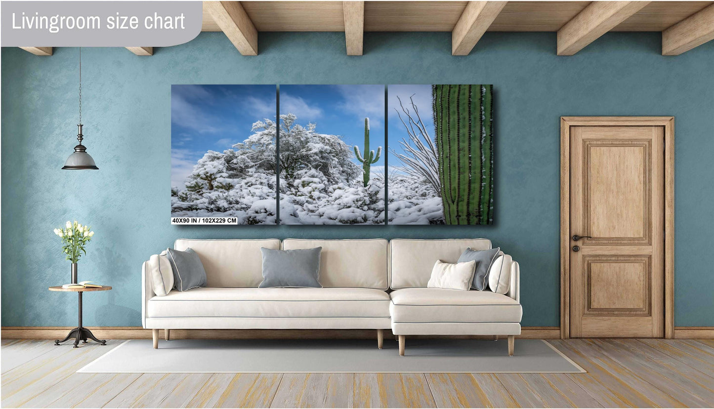 Dreaming of a White Desert Christmas: Saguaro National Park in Snow Tucson Arizona Print Wall Art Photography Aluminum/Acrylic/Metal/Canvas