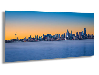Seattle Skyline Golden Hour Print: Space Needle, Elliott Bay Panorama