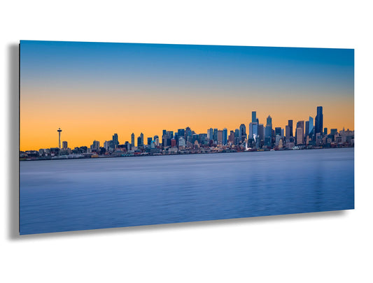 Seattle Skyline Golden Hour Print: Space Needle, Elliott Bay Panorama