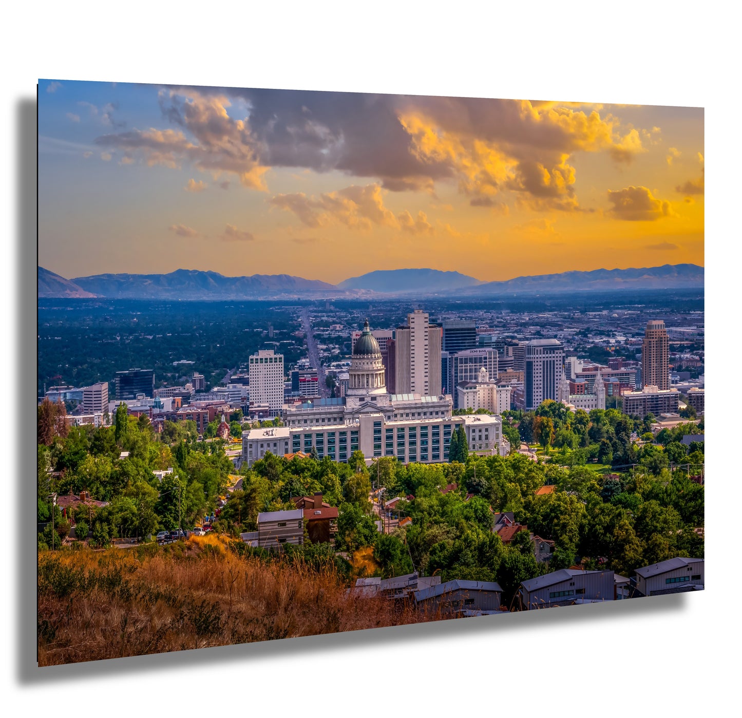 Cityscape Chronicles: Salt Lake Downtown in Utah Wall Art Photography Salt Lake City Metal Aluminum Print