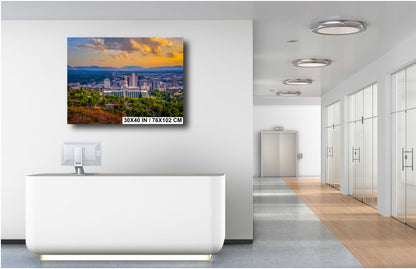 Cityscape Chronicles: Salt Lake Downtown in Utah Wall Art Photography Salt Lake City Metal Aluminum Print