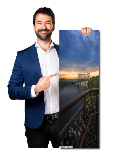 KC Locks of Love Over The Missouri River: Old Red Bridge Love Locks Print Wall Art Riverfront Kansas City Aluminum/Acrylic/Metal/Canvas