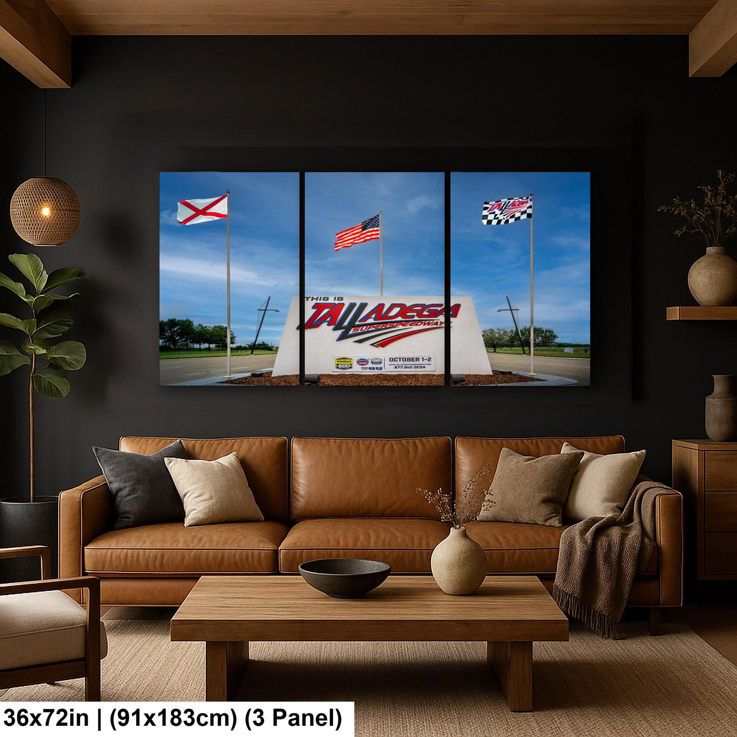 Talladega Superspeedway Sign with Flags, Talladega, Alabama, Photography Print Wall Art
