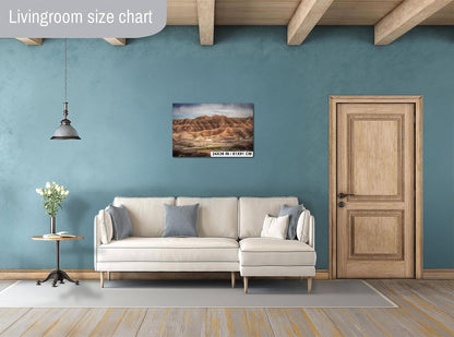 Badlands National Park SD Highway 240 Vista Layered Buttes South Dakota Photo Print, Desert Landscape Wall Art Decor, Acrylic Metal Canvas