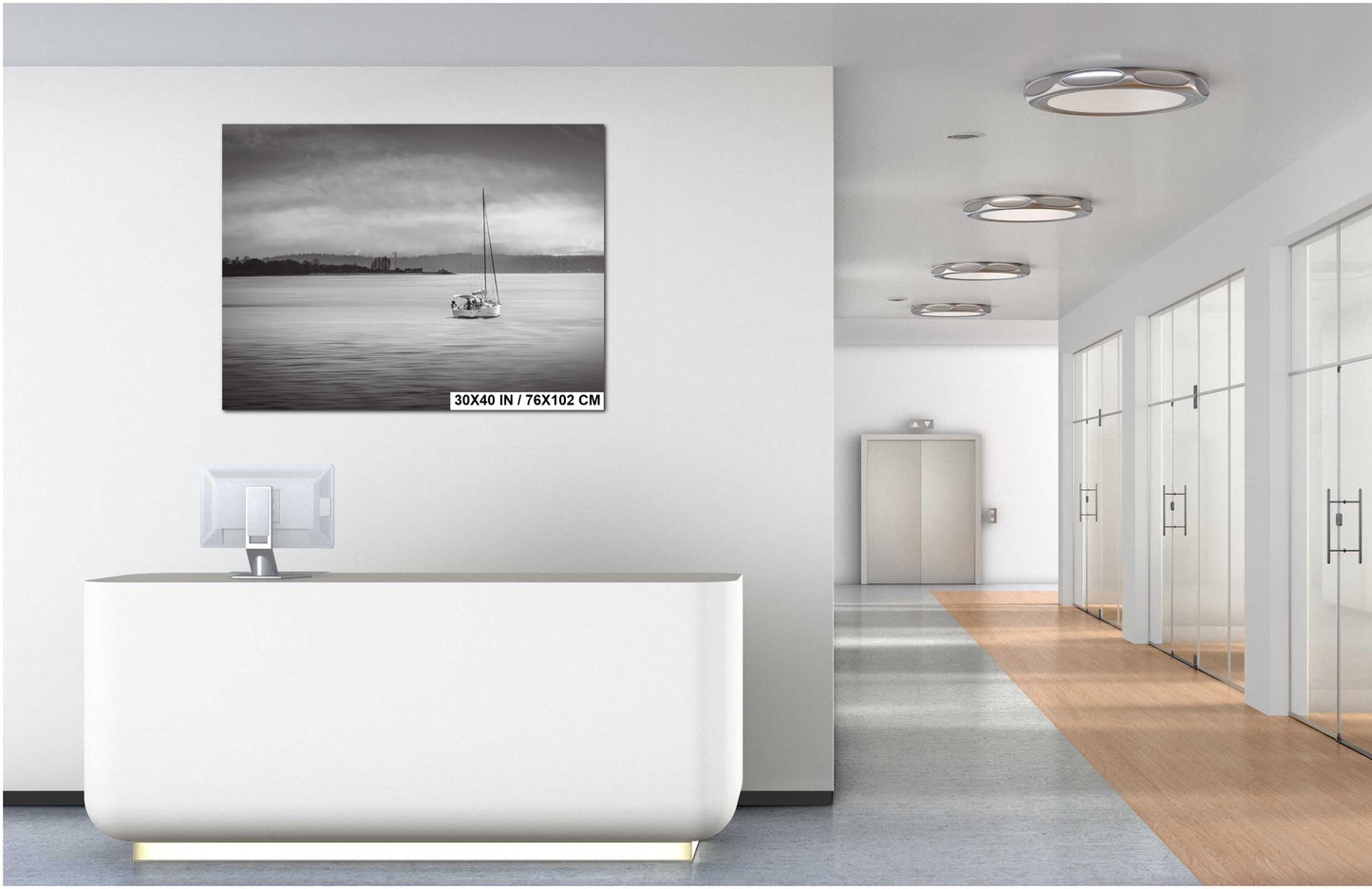 Seattle Shilshole Bay Marina Sailboat Black and White Washington Canvas Wall Art Photography Metal Print, Puget Sound Coastal Nautical Decor