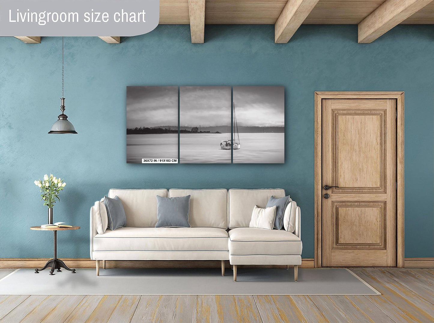 Seattle Shilshole Bay Marina Sailboat Black and White Washington Canvas Wall Art Photography Metal Print, Puget Sound Coastal Nautical Decor