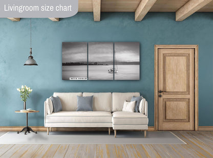 Seattle Shilshole Bay Marina Sailboat Black and White Washington Canvas Wall Art Photography Metal Print, Puget Sound Coastal Nautical Decor