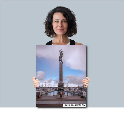 Seattle Fishermen's Memorial Statue Art Print: Nautical Harbor Scene