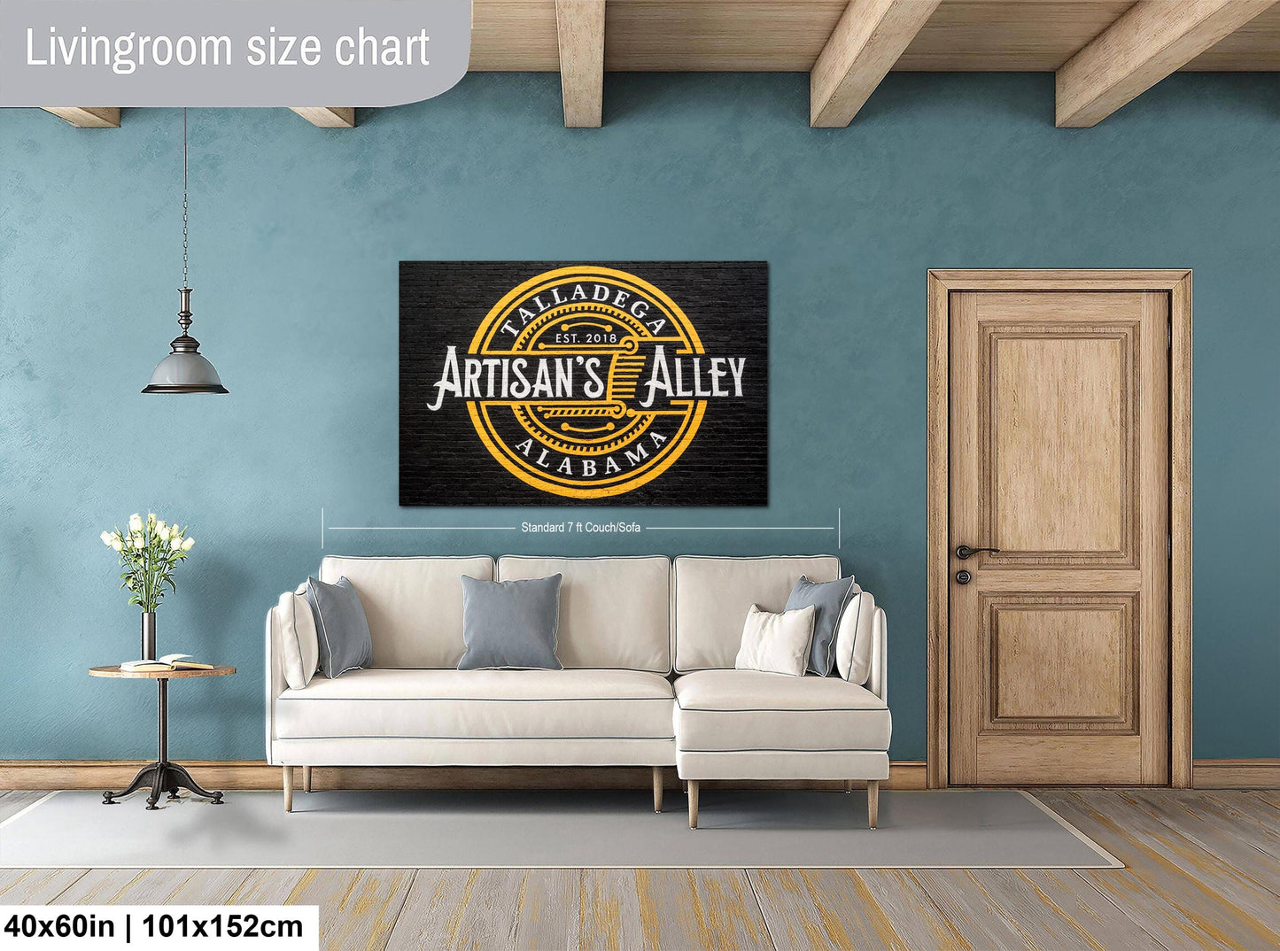 "Artisan’s Alley” Talladega Alabama, Photography Print, Historic Hand-Painted Wall Sign, Black and Gold Mural Art Décor