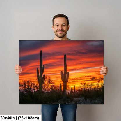 Arizona Sunset Saguaro Cactus Photography Print: Gold Canyon Landscape