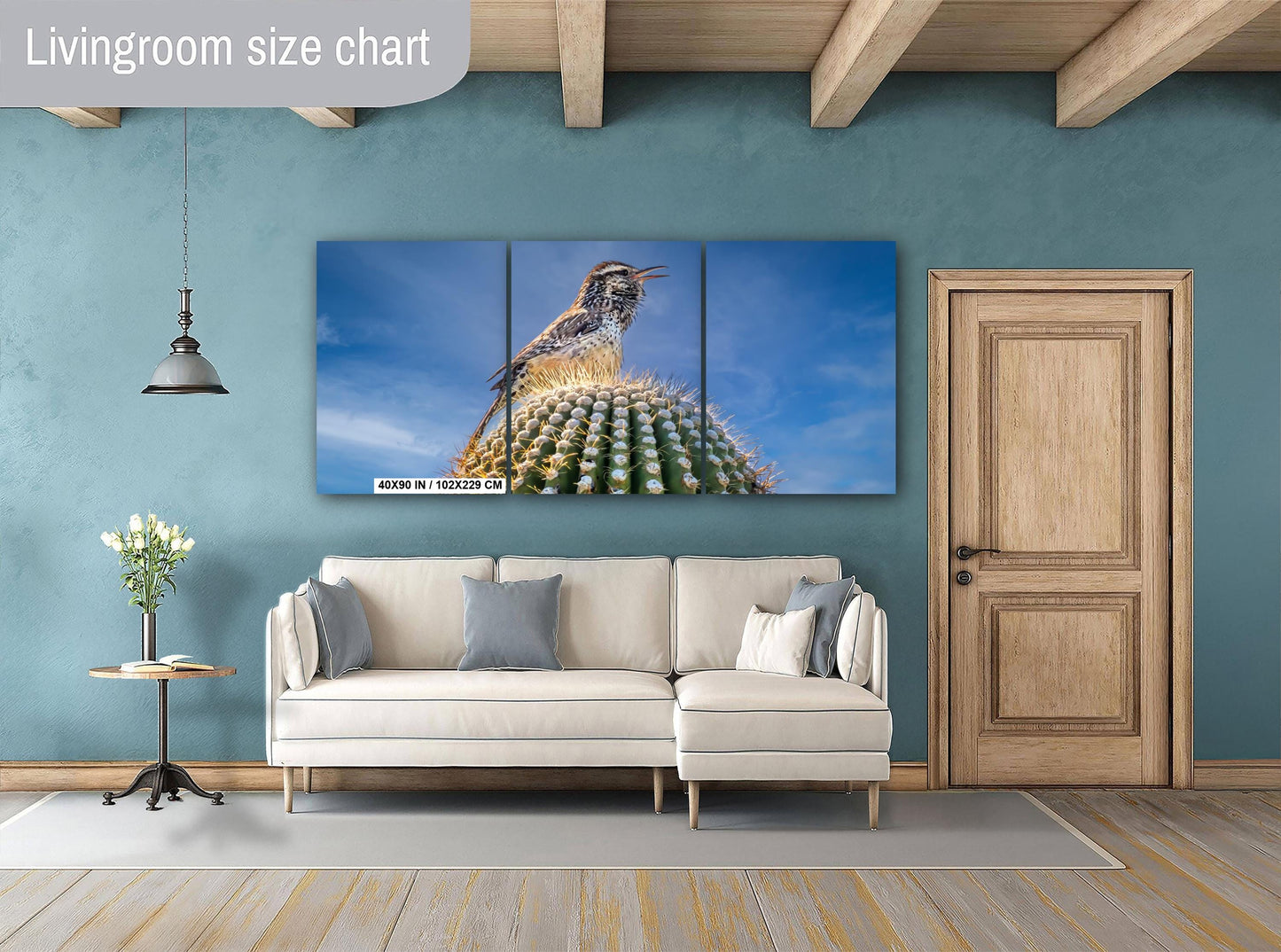 Cactus Wren on Saguaro Tucson Arizona Wildlife Nature Wall Art Photography Print, Sonoran Desert Bird Canvas Photo Blue Sky  Metal Decor