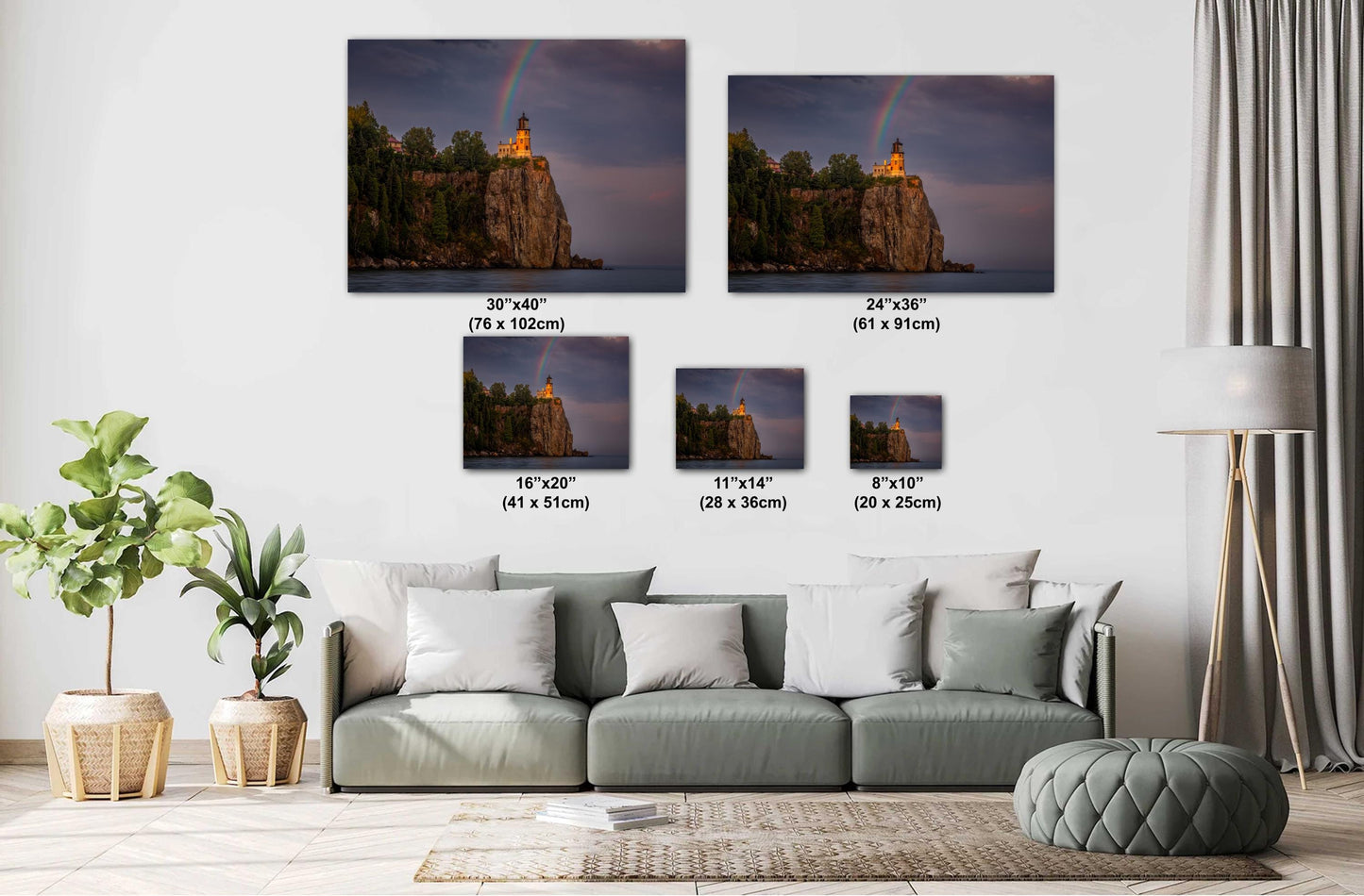 Rainbow over Split Rock Lighthouse Minnesota North Shore Lake Superior Print Wall Art on Aluminum, Acrylic, Metal, Canvas Travel Gift Decor