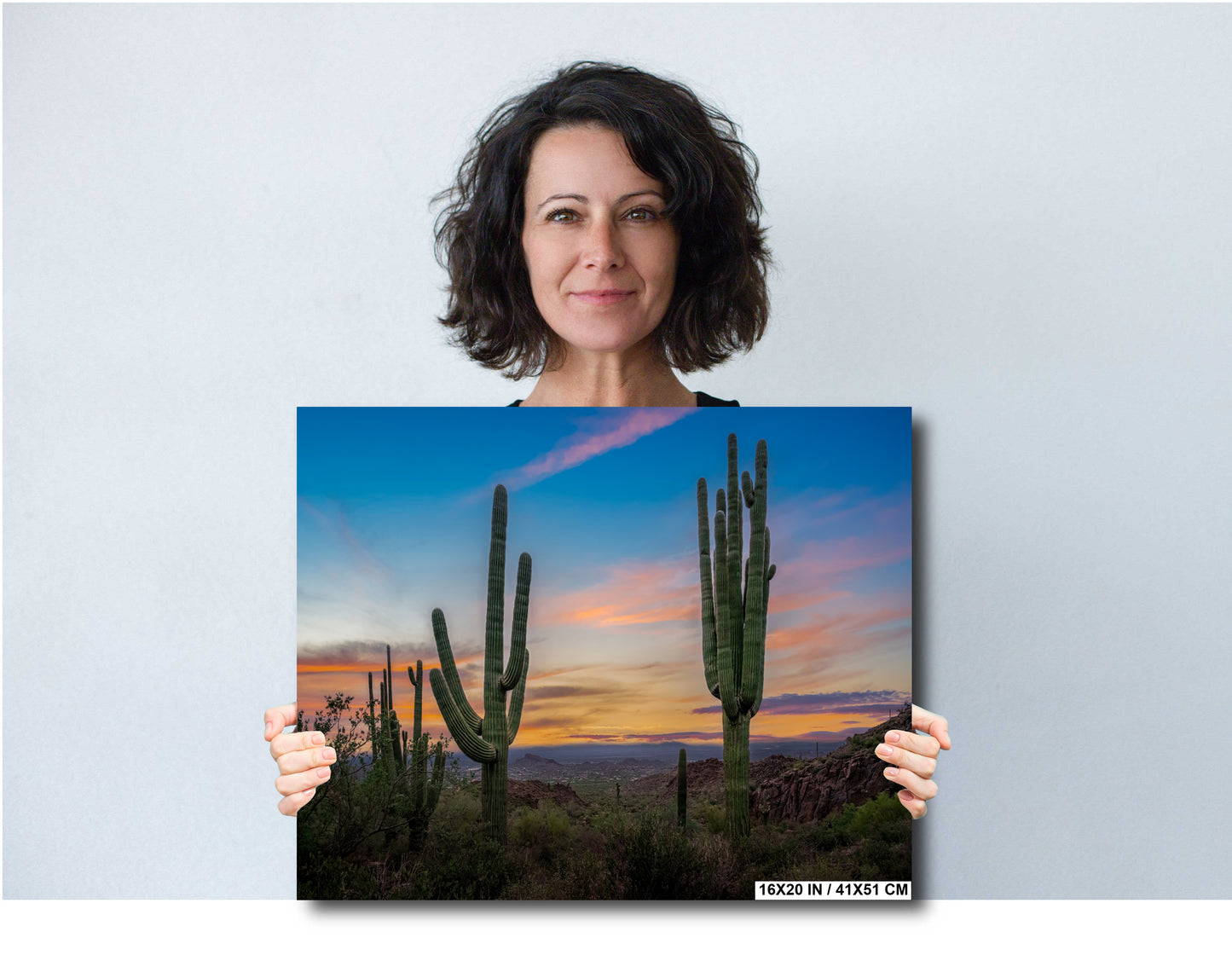 Gold Canyon Wonder: Saguaro Cactus Arizona Wall Art Metal Canvas Print  Desert Landscape Photography