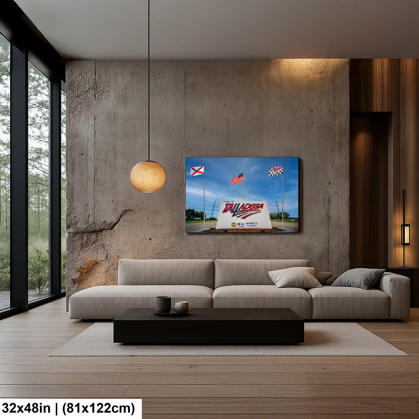 Talladega Superspeedway Sign with Flags, Talladega, Alabama, Photography Print Wall Art
