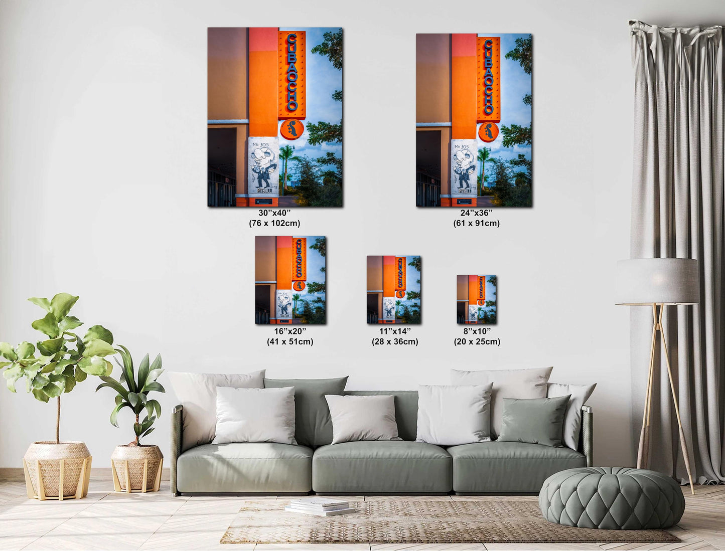 Little Havana Wall Art - Cuba Ocho Sign Print with Pitbull Mr 305 Mural | Miami Urban Decor