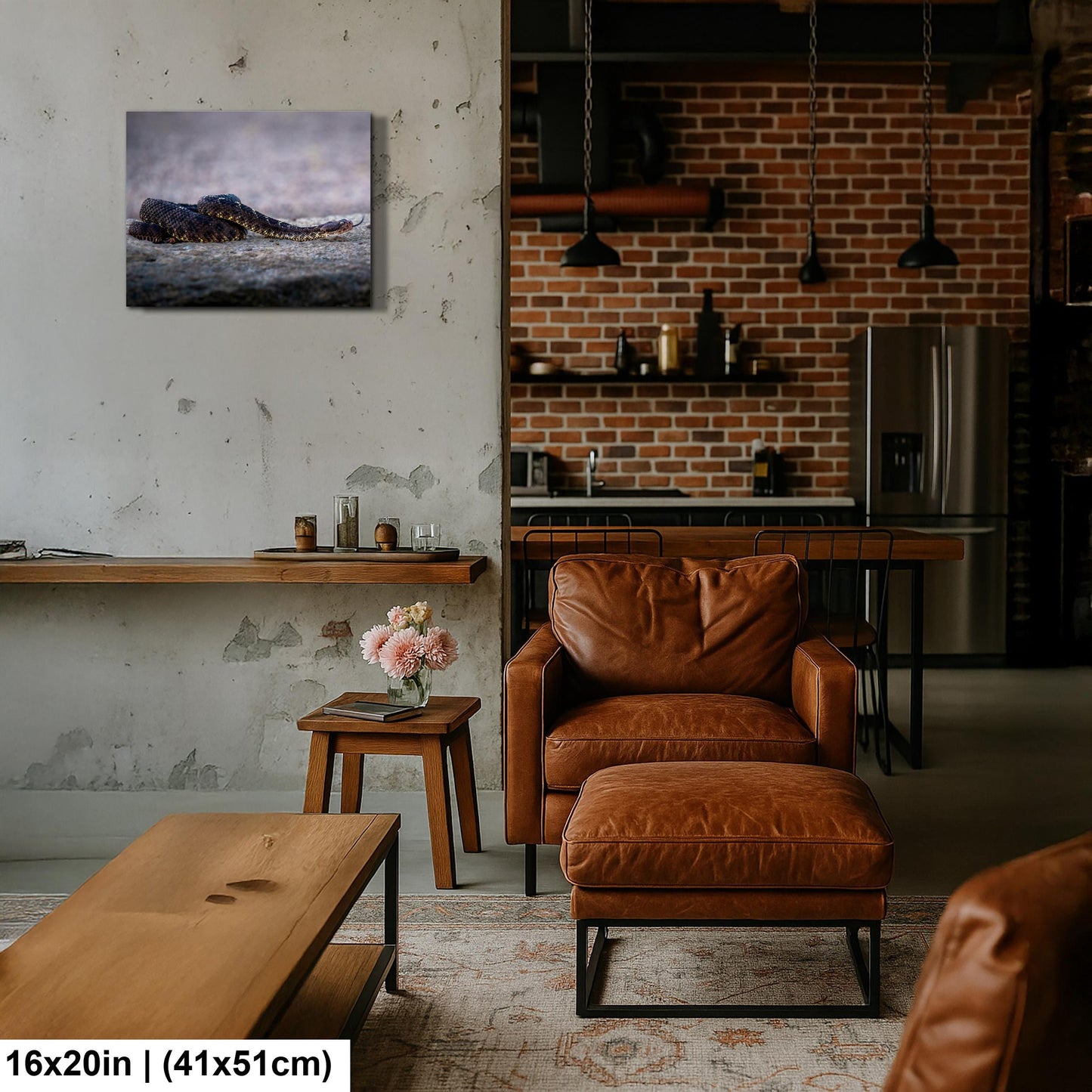 Black Rattlesnake Print - Arizona Desert Wildlife Art | Fine Canvas Wall Decor