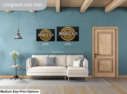 "Artisan’s Alley” Talladega Alabama, Photography Print, Historic Hand-Painted Wall Sign, Black and Gold Mural Art Décor