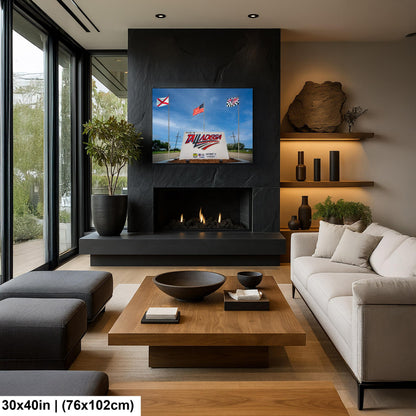 Talladega Superspeedway Sign with Flags, Talladega, Alabama, Photography Print Wall Art