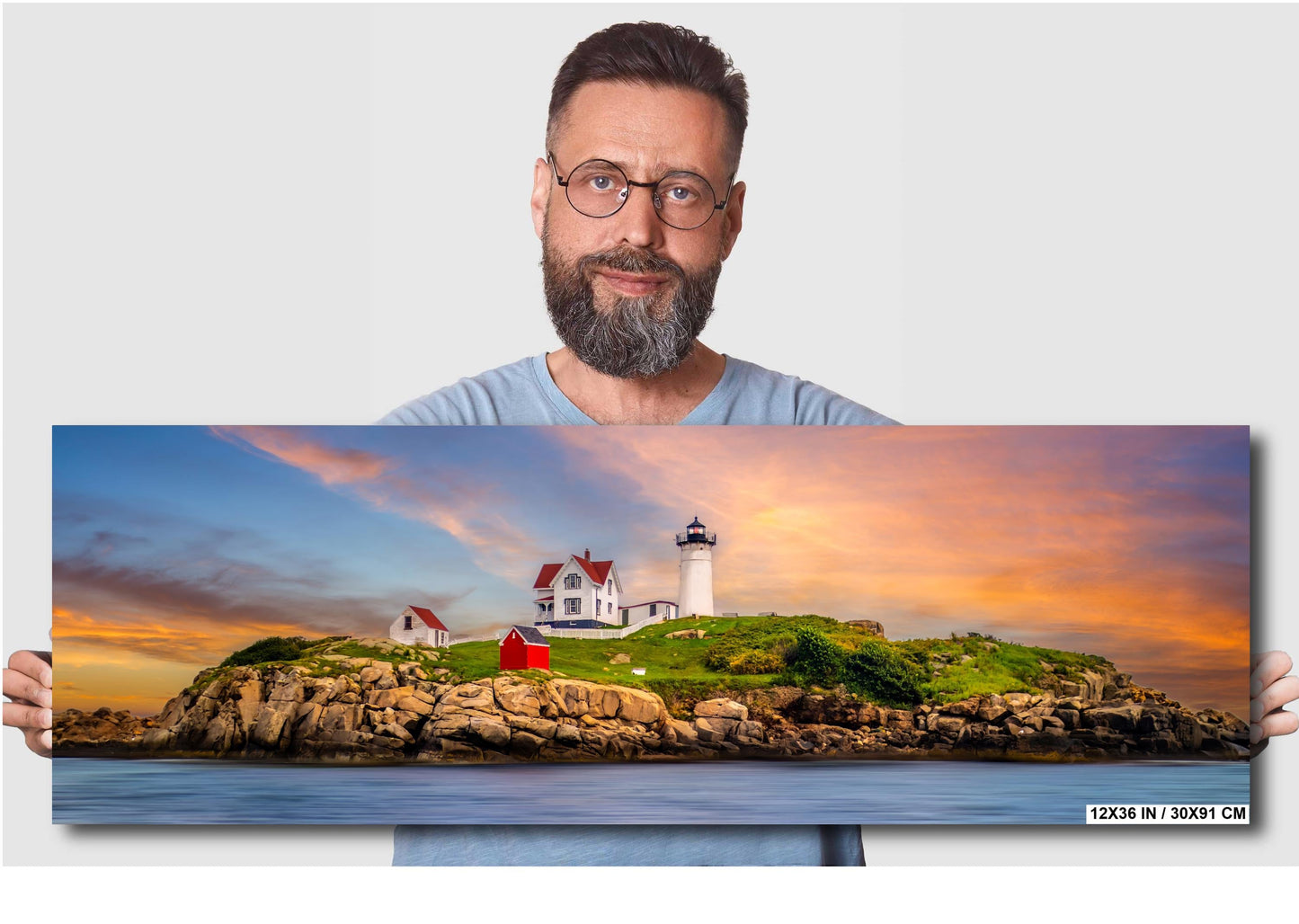 Beacon of Beauty: Nubble Lighthouse Wall Art Print Cape Neddick Light Canvas/Metal/Aluminum/Acrylic Nautical Photography Home Decor