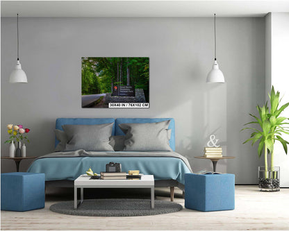 Great Smoky Mountains National Park Sign and Forest Road Photography Print, Wall Art Tennessee Landscape Decor