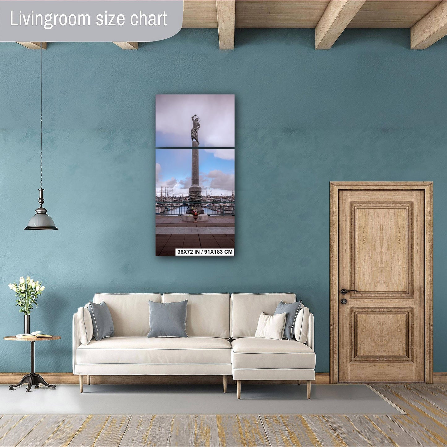 Seattle Fishermen's Memorial Statue Art Print: Nautical Harbor Scene