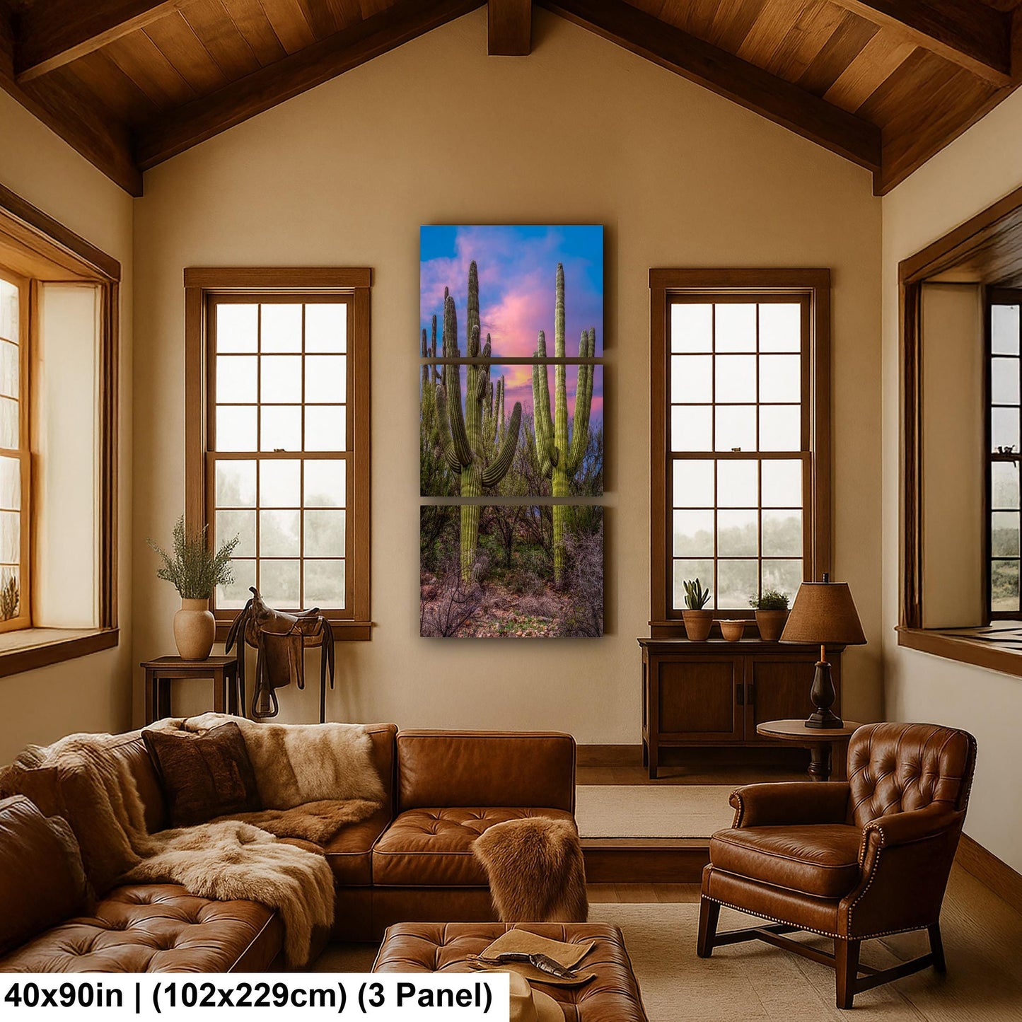 Towering Saguaros at Sunset, Catalina State Park Arizona Photography Print, Desert Landscape Wall Art