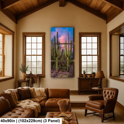 Towering Saguaros at Sunset, Catalina State Park Arizona Photography Print, Desert Landscape Wall Art