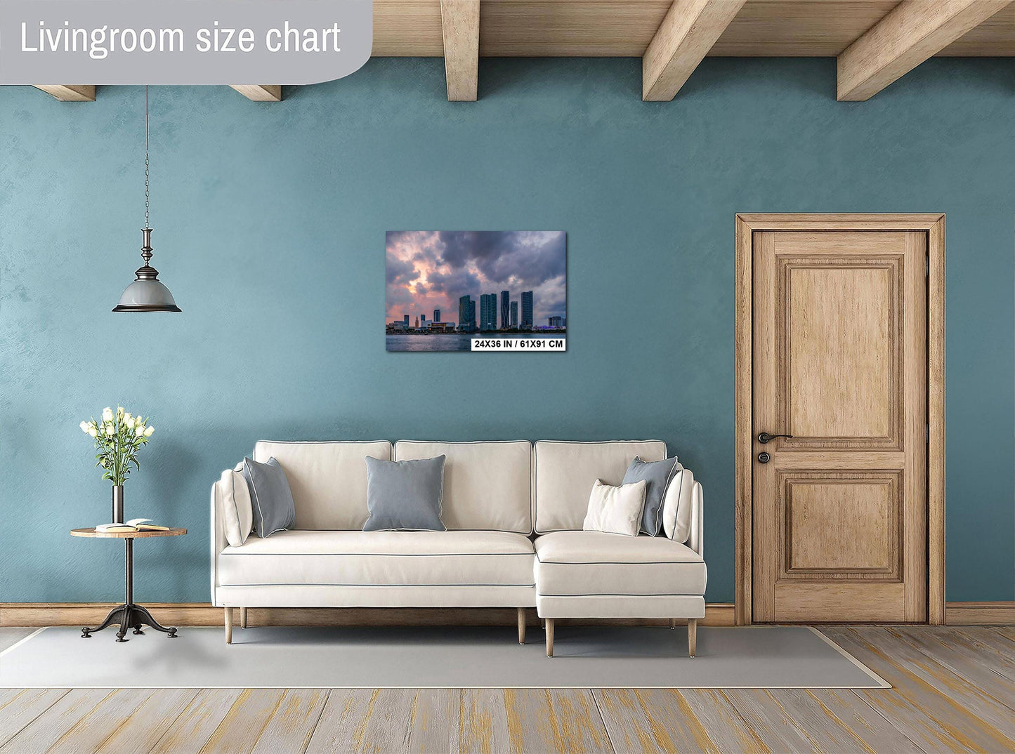 Miami Skyline Sunset Print: Biscayne Bay Urban Landscape Photography