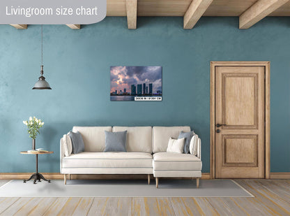 Miami Skyline Sunset Print: Biscayne Bay Urban Landscape Photography