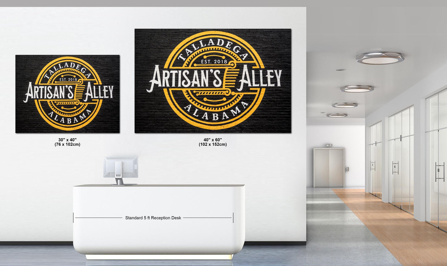 "Artisan’s Alley” Talladega Alabama, Photography Print, Historic Hand-Painted Wall Sign, Black and Gold Mural Art Décor
