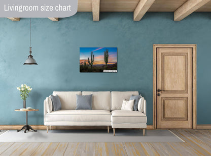 Gold Canyon Wonder: Saguaro Cactus Arizona Wall Art Metal Canvas Print  Desert Landscape Photography