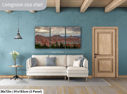 Badlands National Park Red Rock Formations, Photography Print, Moody Clouds, South Dakota Landscape Décor