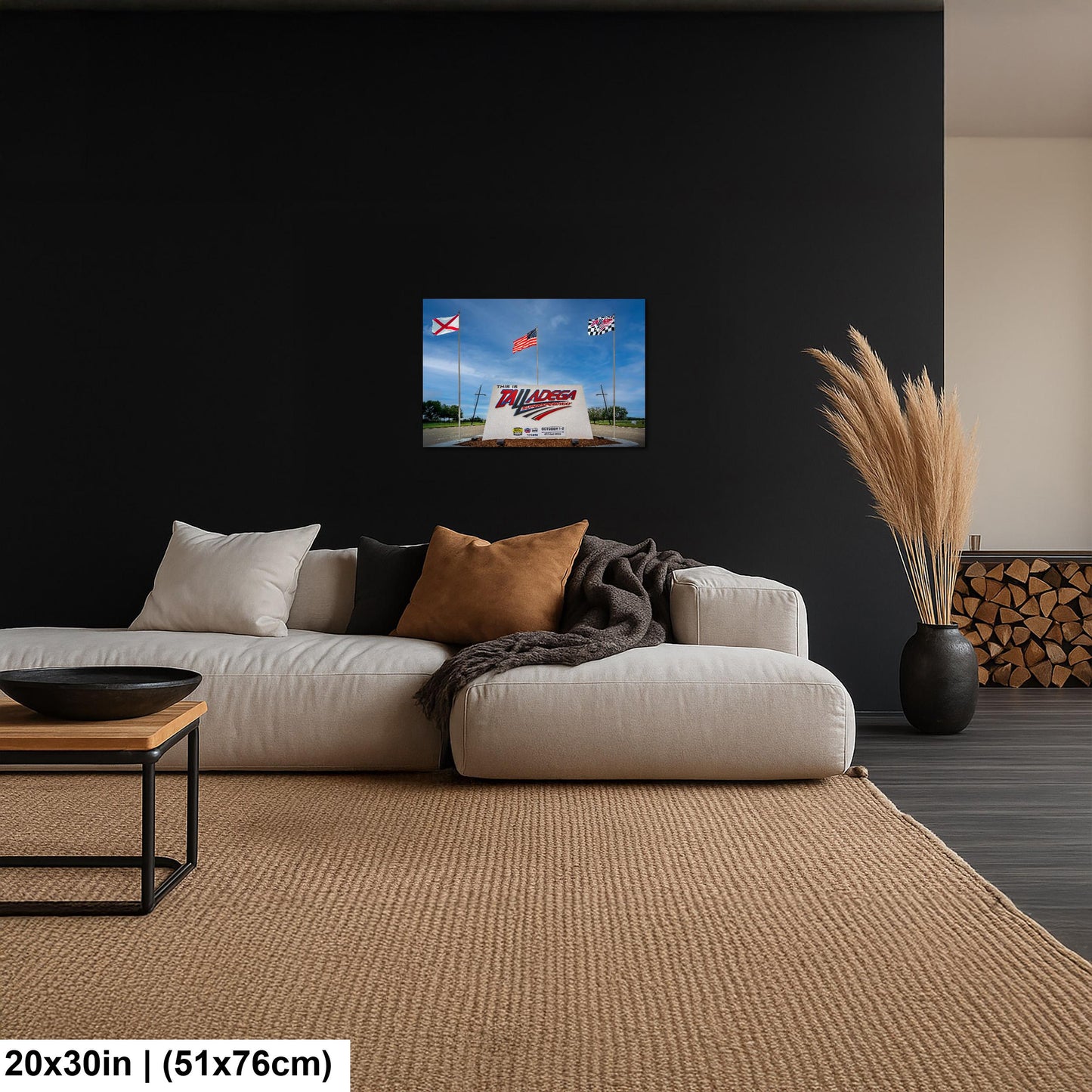 Talladega Superspeedway Sign with Flags, Talladega, Alabama, Photography Print Wall Art