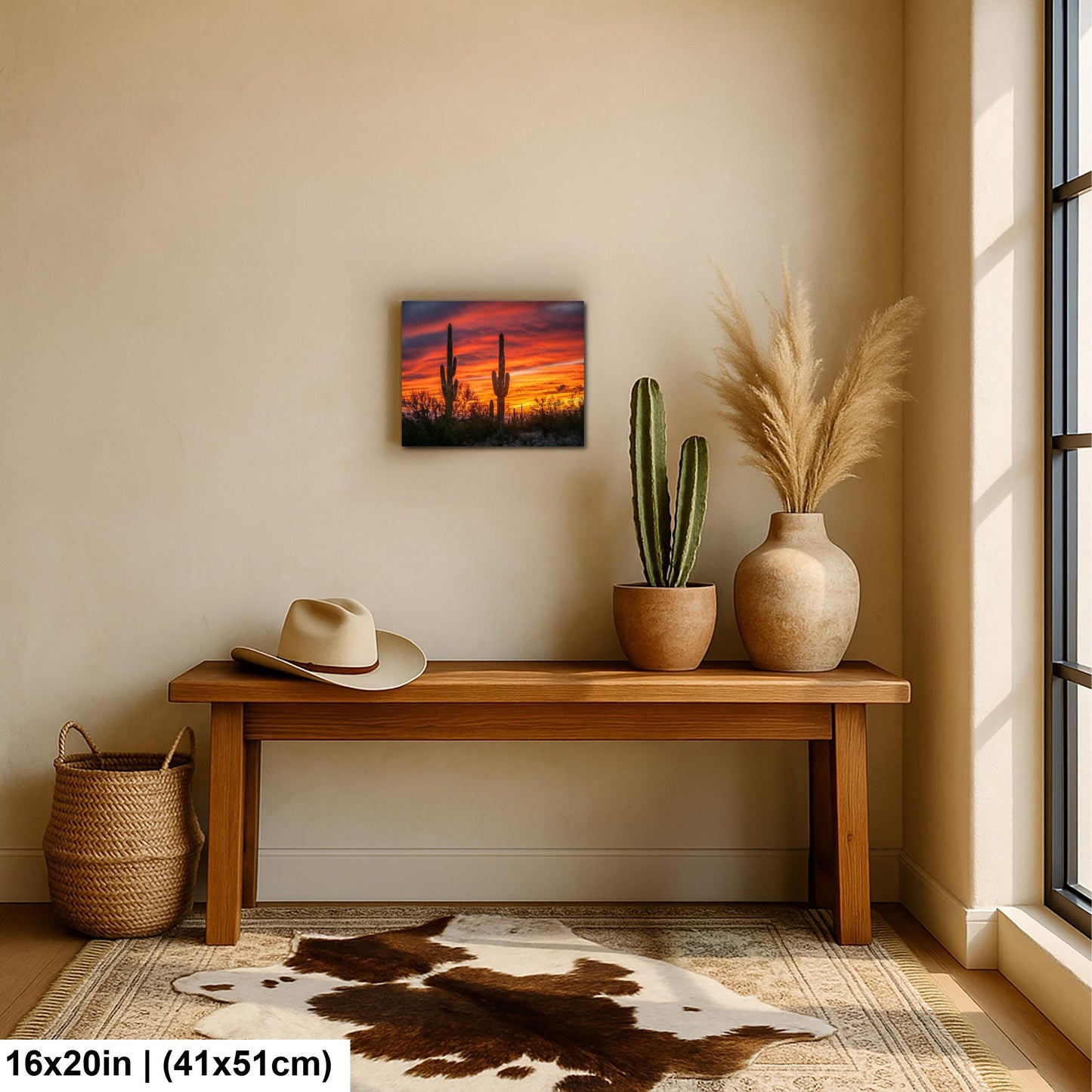 Arizona Sunset Saguaro Cactus Photography Print: Gold Canyon Landscape