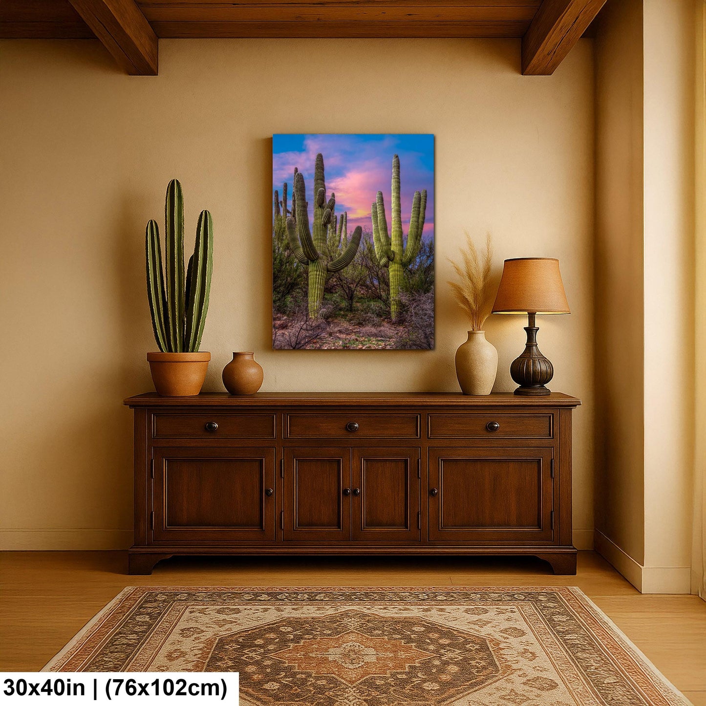 Towering Saguaros at Sunset, Catalina State Park Arizona Photography Print, Desert Landscape Wall Art