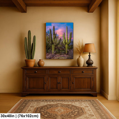 Towering Saguaros at Sunset, Catalina State Park Arizona Photography Print, Desert Landscape Wall Art