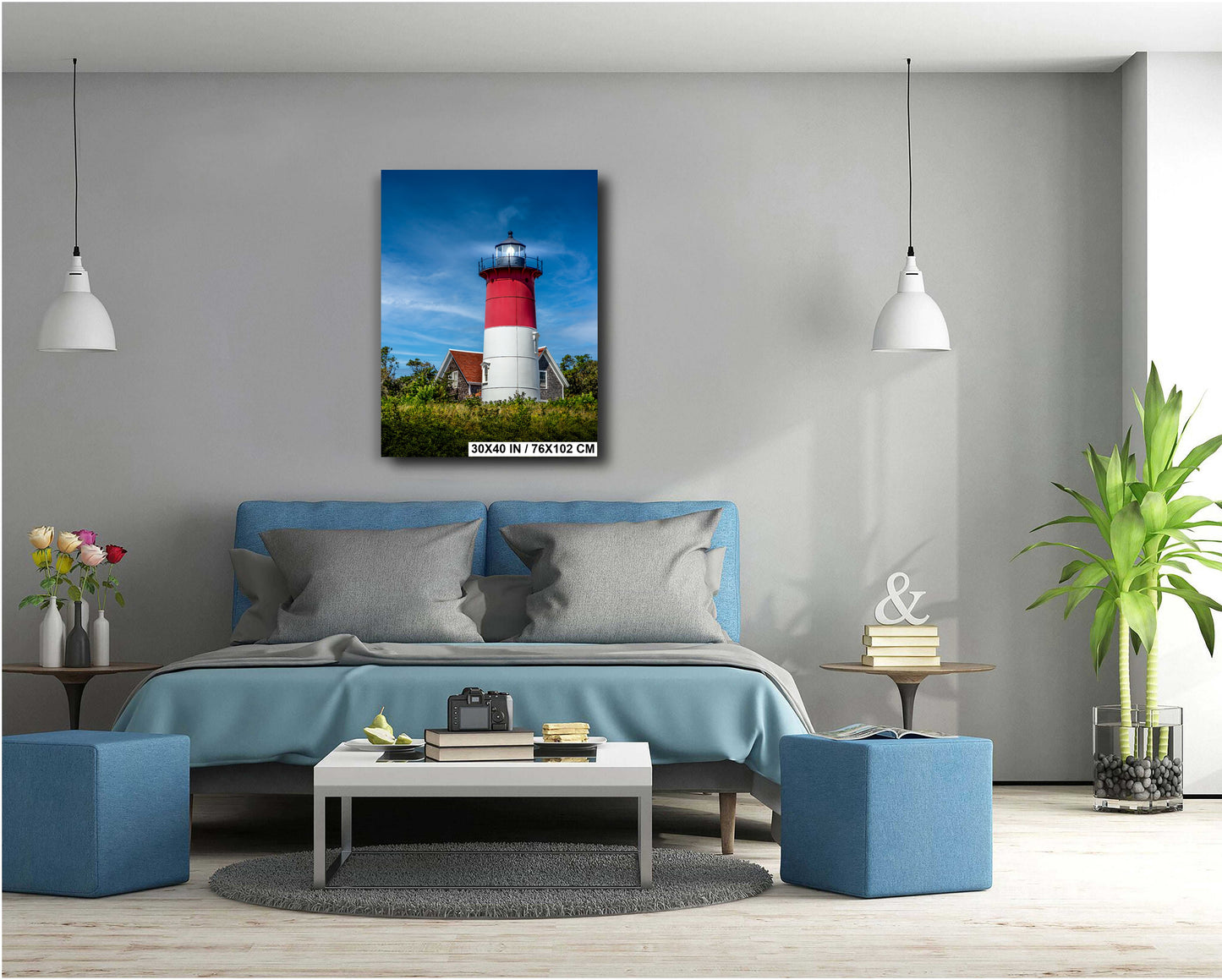 Nauset Lighthouse Print - Cape Cod Lighthouse Nautical Wall Art | Ready to Hang Canvas