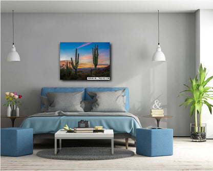 Gold Canyon Wonder: Saguaro Cactus Arizona Wall Art Metal Canvas Print  Desert Landscape Photography