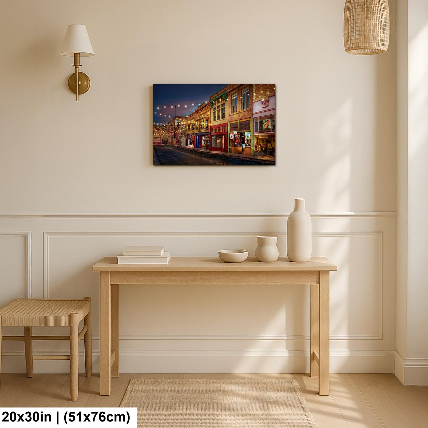 Bisbee Arizona Historic Street at Night, Photography Print, Southwest Architecture Wall Art