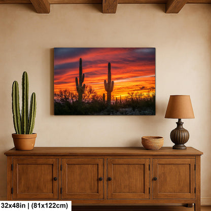 Arizona Sunset Saguaro Cactus Photography Print: Gold Canyon Landscape