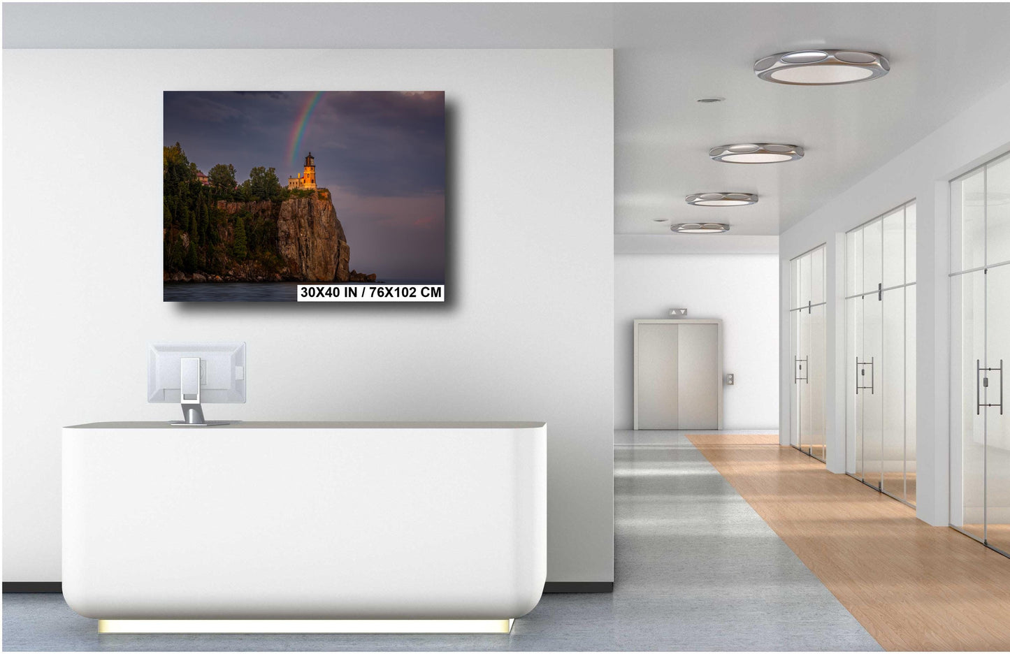 Rainbow over Split Rock Lighthouse Minnesota North Shore Lake Superior Print Wall Art on Aluminum, Acrylic, Metal, Canvas Travel Gift Decor