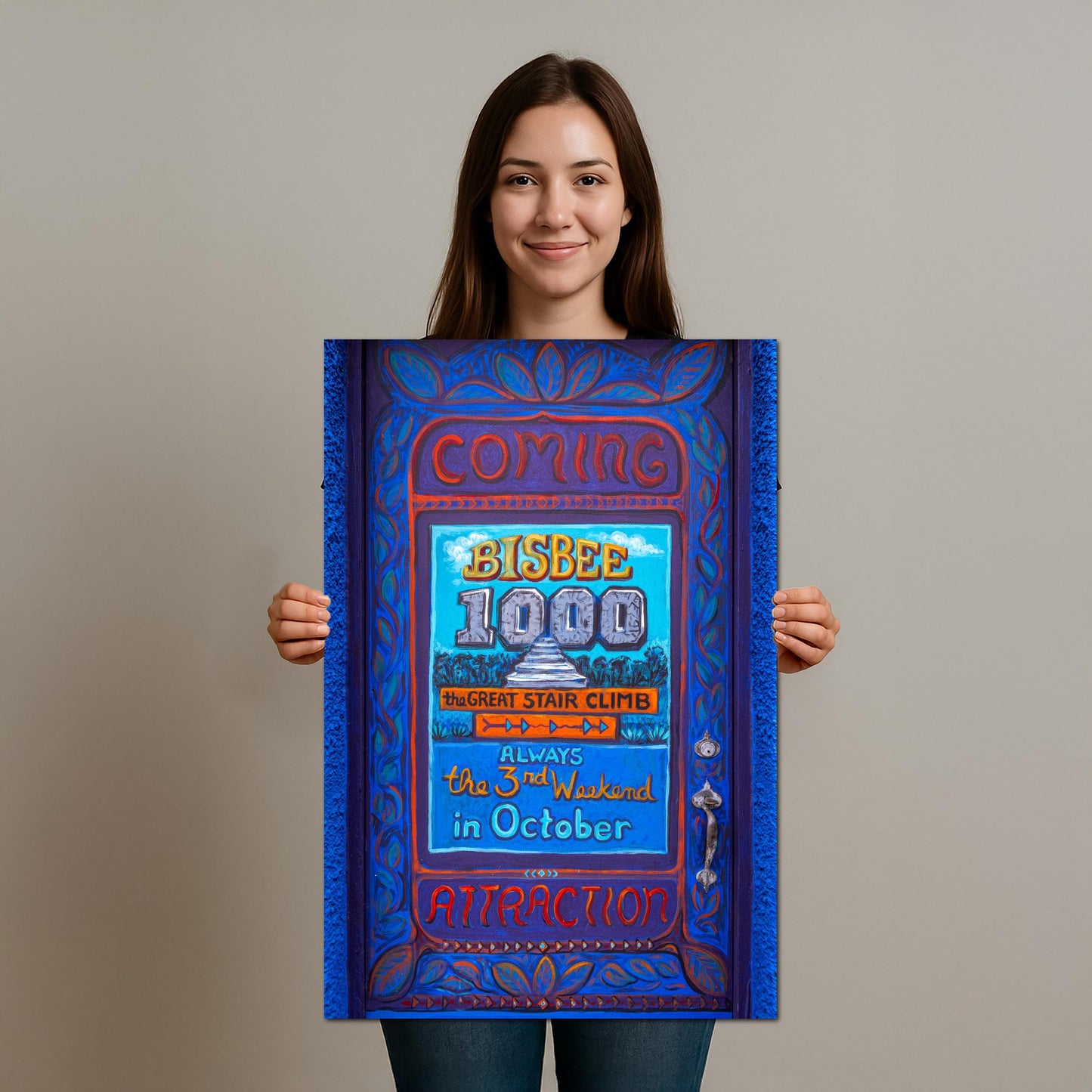 Bisbee Arizona 1000 Mural Door Photography Print, Great Stair Climb Wall Art